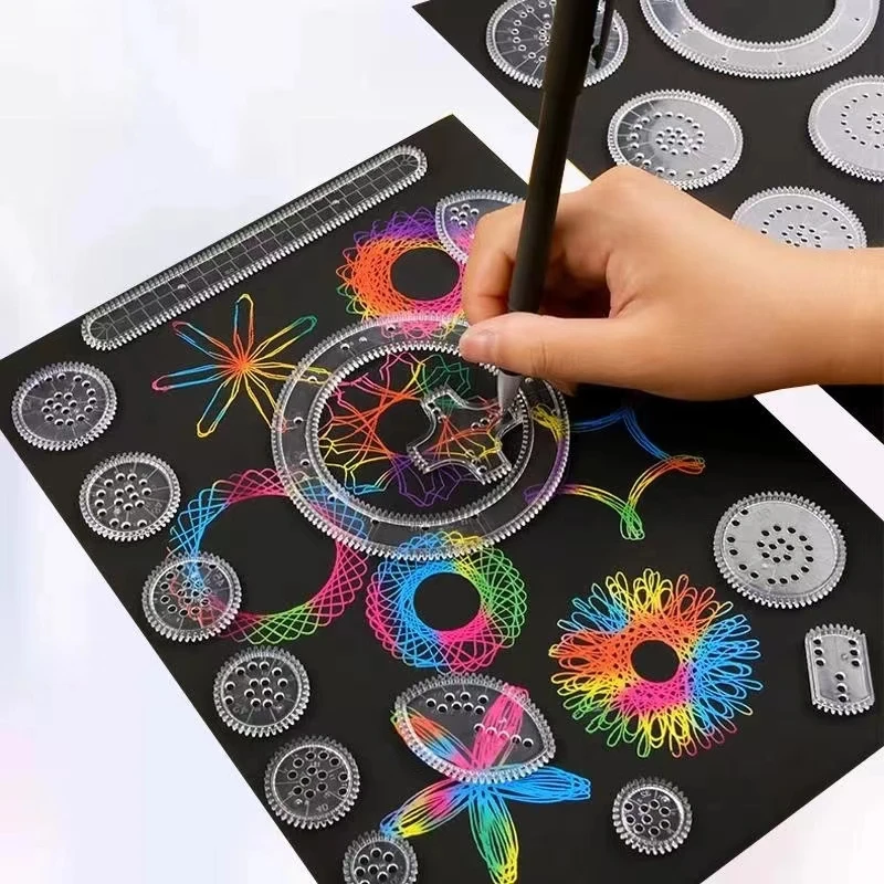 22 Pcs/set Spirograph Drawing Toys Set Interlocking Gears Wheels Painting Ruler Creative Drawing Educational Toy For Children