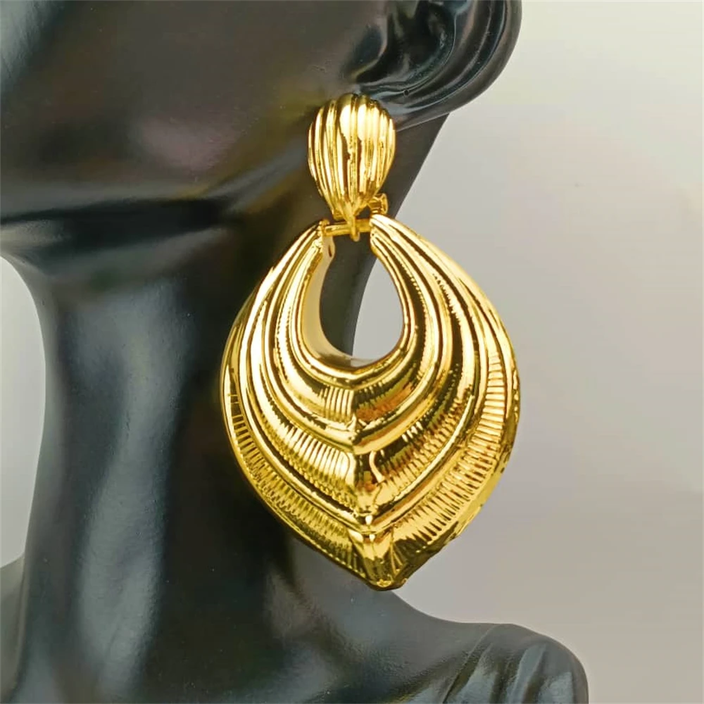 American African Nigeria Fashion Big Drop Earrings Exquisite Copper Large Style For Woman Daily Jewelry Gifts FHK16999