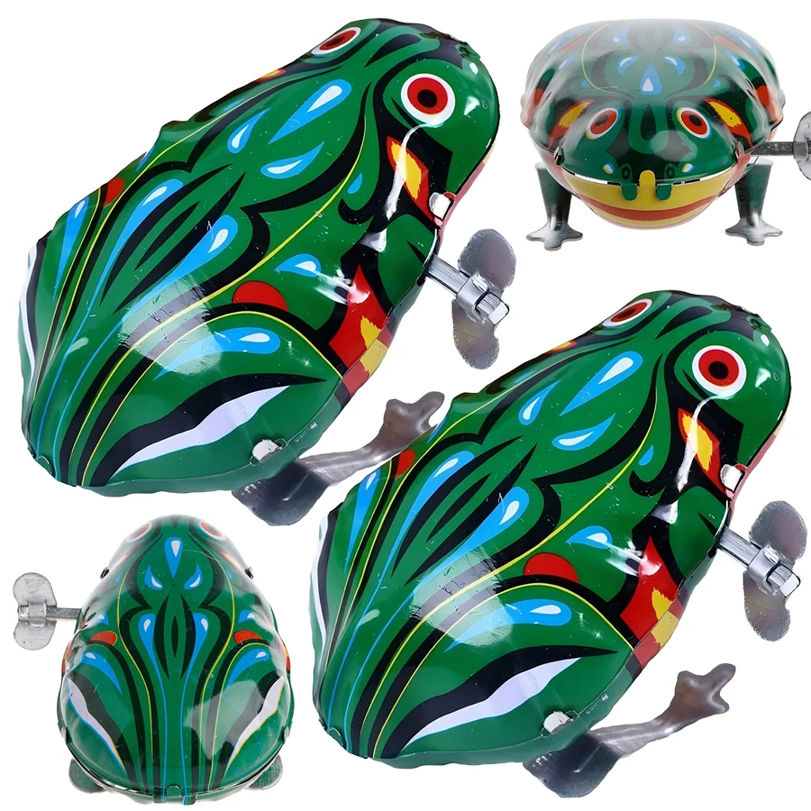 1/2pcs Vintage Metal Clockwork Frog Jumping Mechanical Simulation Frog & Creative Desk Decor for Office Classroom & Living Room