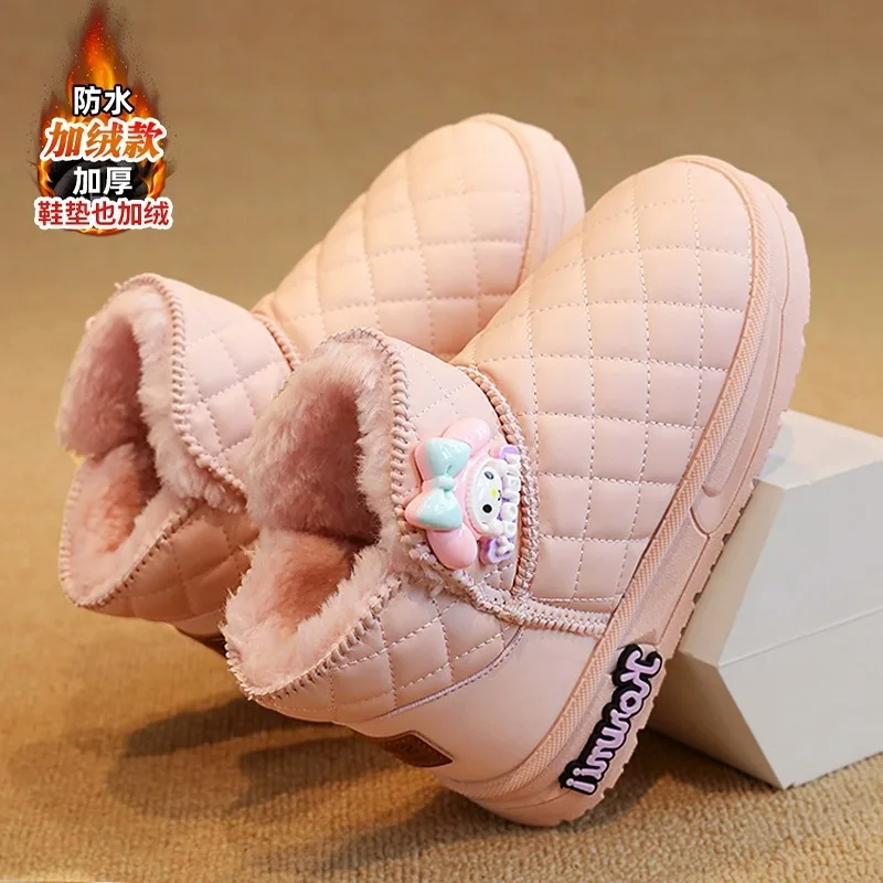 Sanrios Cotton Boots Cute Cartoon Kuromi Winter Girl Keep Warm Anime Figure Soft Comfortable Kawaii Cartoon Child Shoe