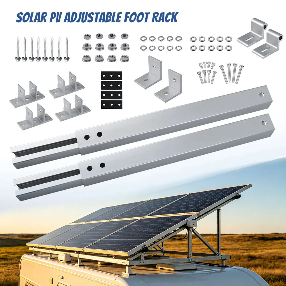 

Кронштейн для наклонной установки солнечных панелей из алюминиевого сплава, простой в установке и практичный для крыш, лодок и плоских панелей.
