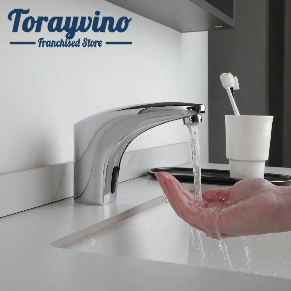 

Torayvino Basin Faucet Automatic Touch Sensor Free Touch Chrome Faucets Bathroom Sink Faucet Hot And Cold Water Mixer Taps