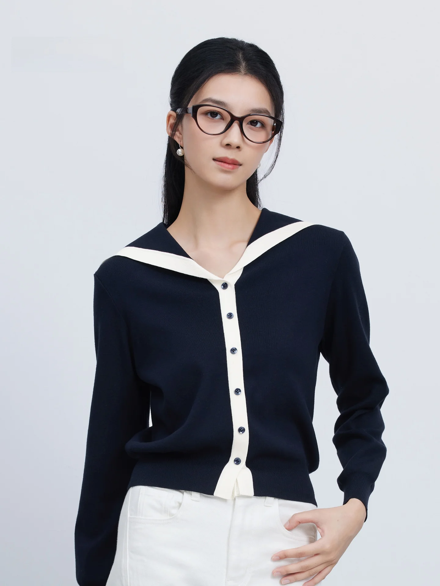 

i Casual Knitted Sweater Collared Color Blo New Arrival Women's Autumn Faion Soft een Fiber Polyester Blend