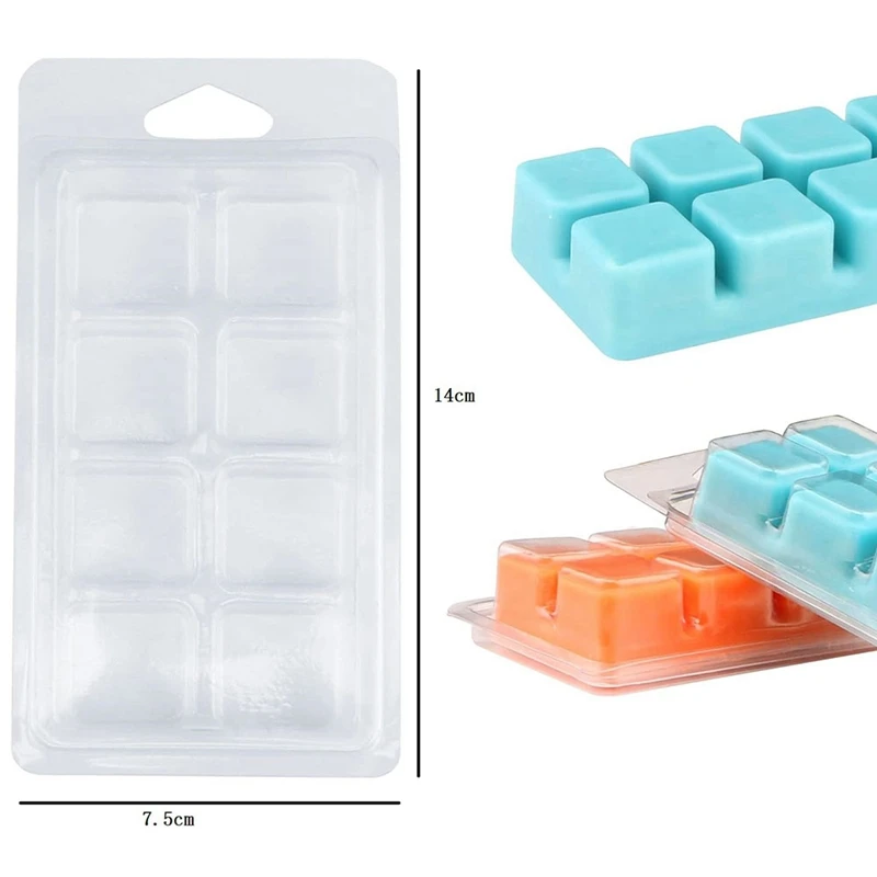 Wax Melt Containers-8 Cavity Clear Empty Plastic Wax Melt Molds-25 Packs Clamshells For Tarts Wax Melts.