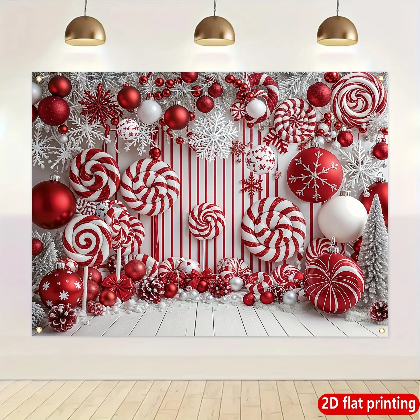 VIKAMA Christmas Candy Party Wandteppich Wohnzimmer Feature Wand Kinderzimmer Dekor Weihnachtsfeier Raumdekoration