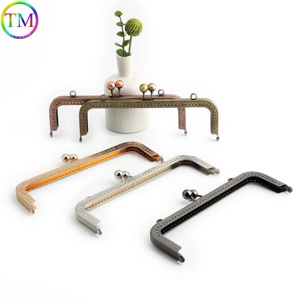 10-15PCS 20.5x6.5cm Square Embossing Metal Purse Frame Kiss Clasp Bead Head For Handbags Clutch Bags Replacement Accessories