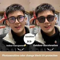 Color Changing Glasses with Prescription Photosensitive Color Changing Myopia Glasses Unisex Protective Goggles Turn Gray/brown