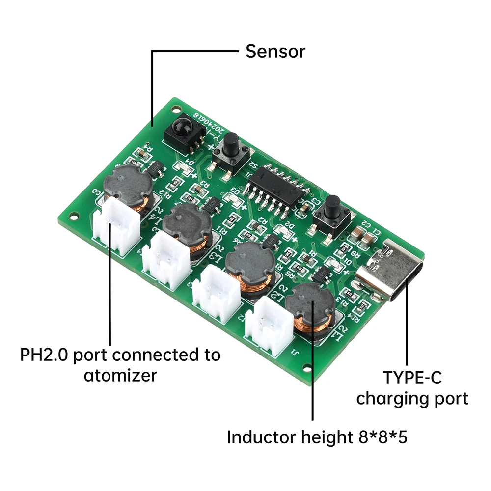 DC 5V RF Infrared Remote Control Four-Jet Humidifier Module Atomization Control Board Diy Ultrasonic Atomizer Type C