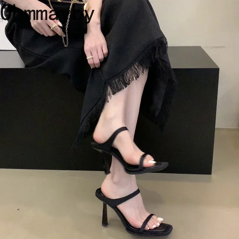 2024 Summer Street Style Woman Slippers Fashion Thin High Heels Party Stripper Shoes Ladies Elegant Open Toe Dress Sandalias