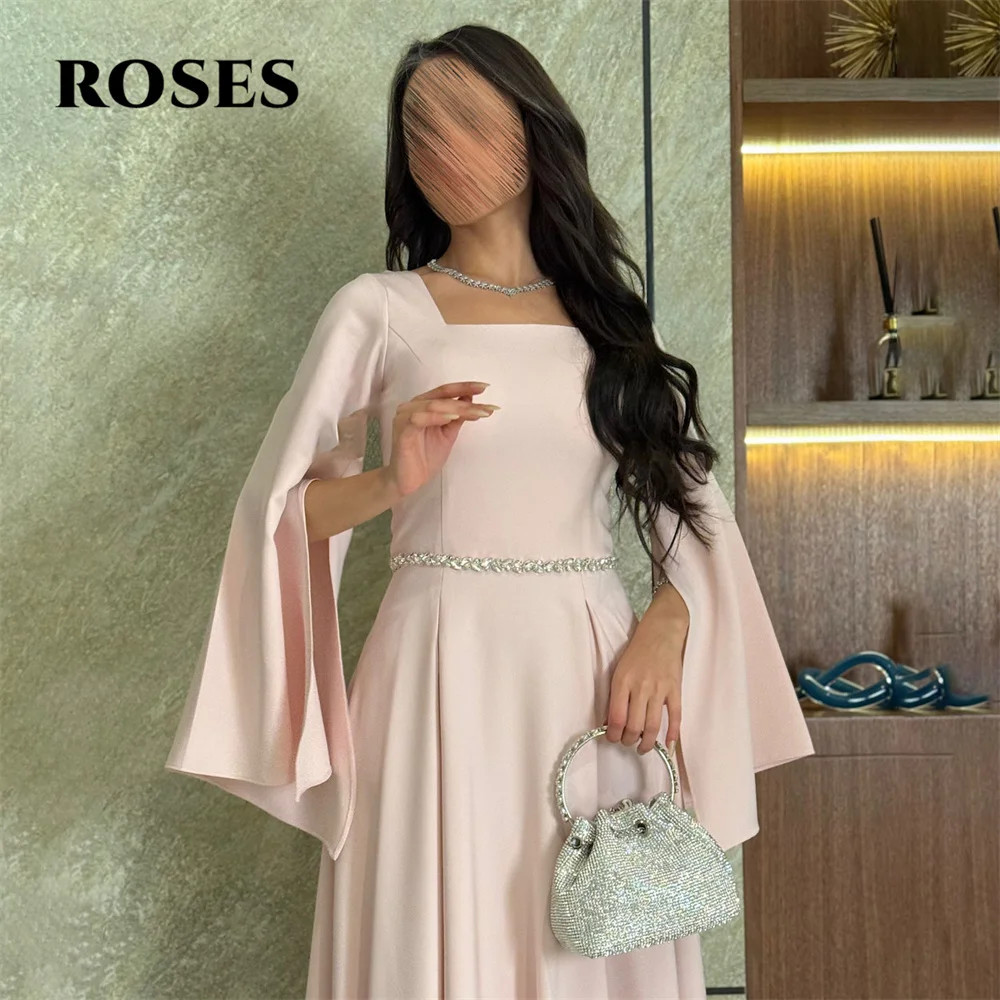 ROSES Saudi-Arabien Rosa Ballkleid, formelles Partykleid mit quadratischem Ausschnitt für Damen, Abendparty-Kleider فسات Mustaة Maßgeschneidert
