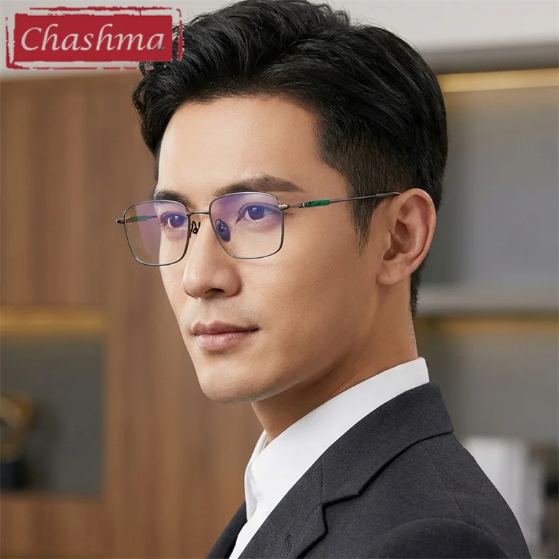 Chashma Prescription Glasses Top Quality Men Pure Titanium Jade Light Optical Eyewear Flexible Full Frame Eyeglasses for Male