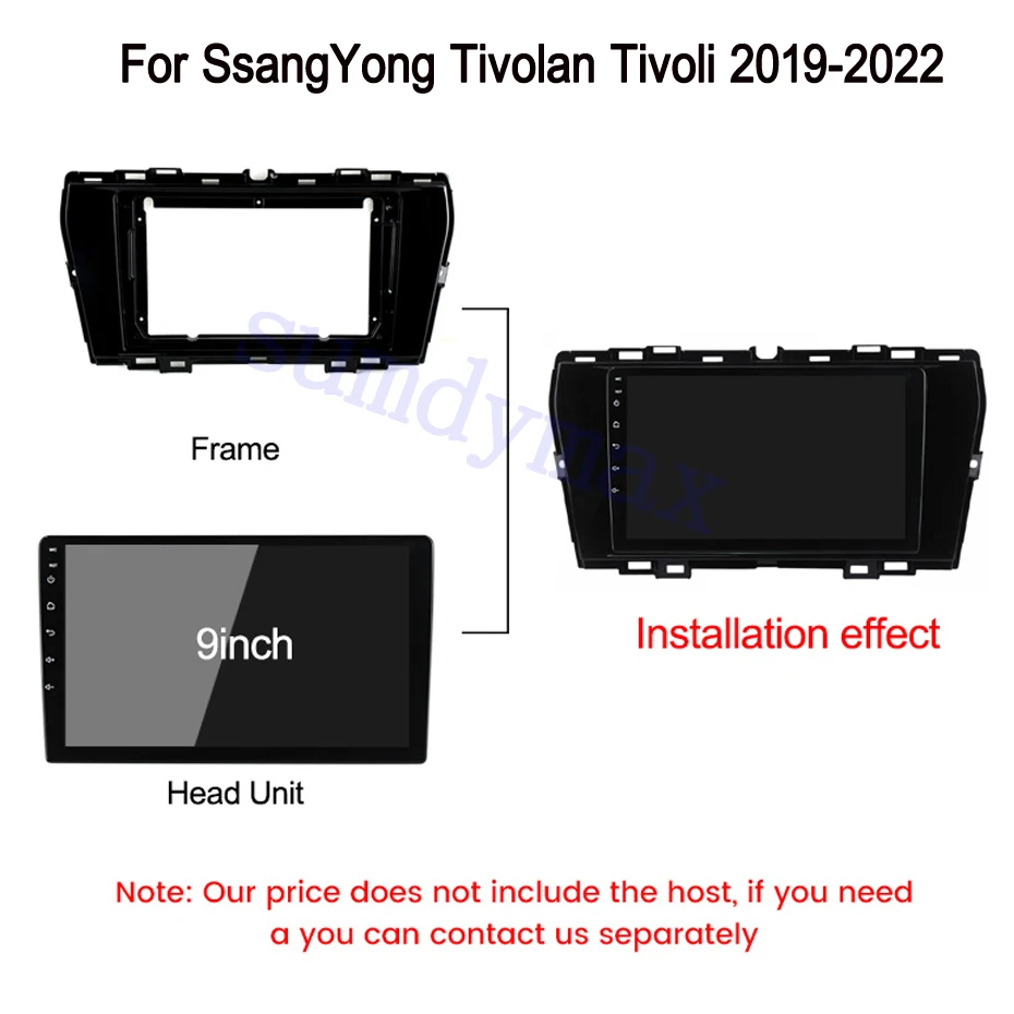 9inch 2din Car radio Frame Fascia Adapter with cable For SsangYong Tivoli Tivolan 2019 - 2022 Android Radio Audio Dash Panel Kit