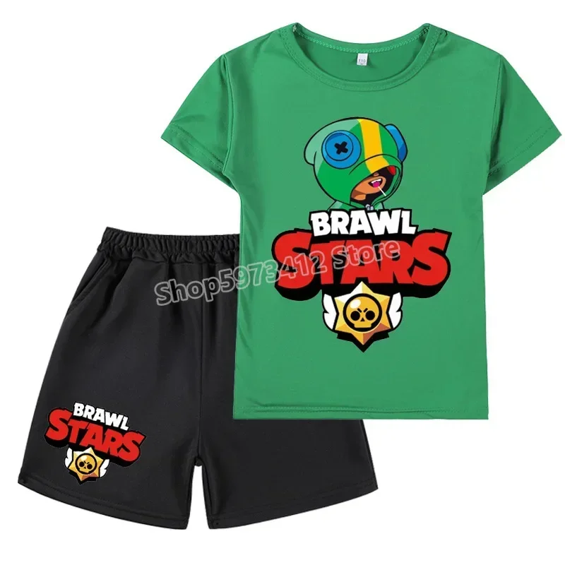Футболка Brawl Stars Leon, брюки, костюм, комплекты детской одежды, игровая фигурка, футболки с принтом аниме, шорты, бутик летней одежды
