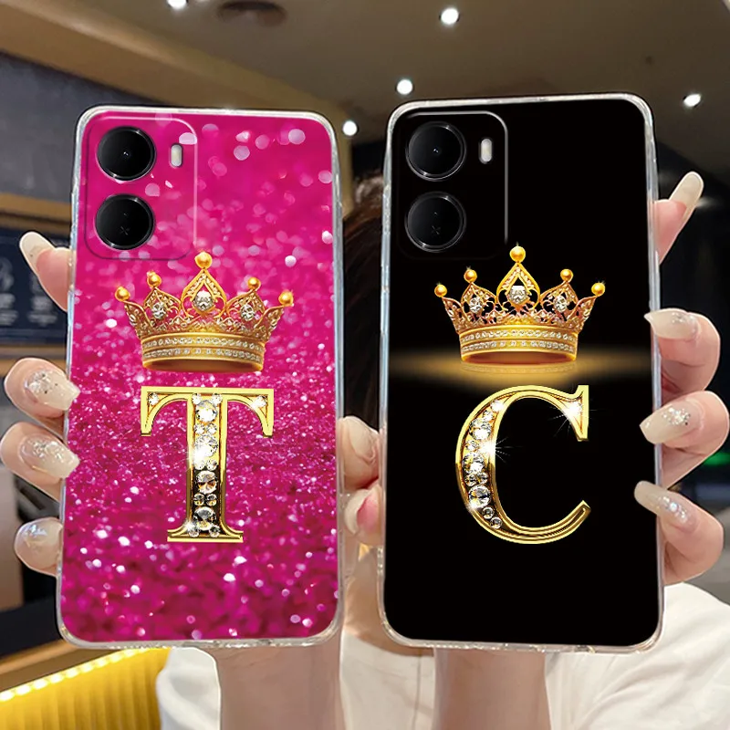 Phone Case For Redmi 15a 5G Transparent TPU Soft Cover For Redmi 15a 5G Newest Letter Crown Pattern Shockproof Couple Shell