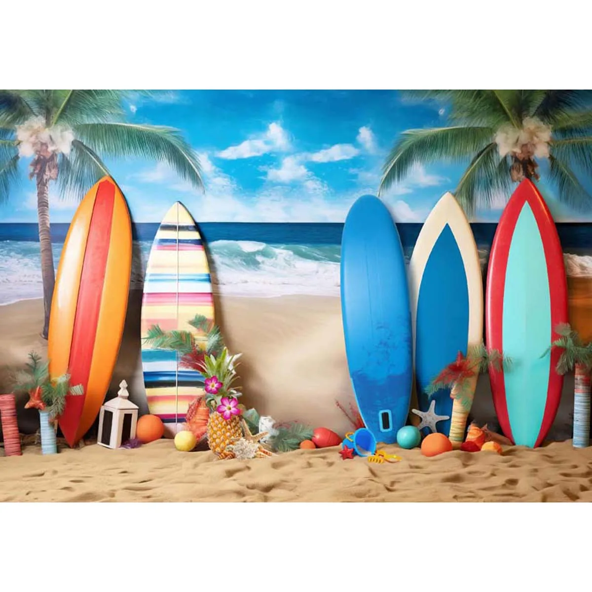 Allenjoy Summer Beach Surfboard Backdrop