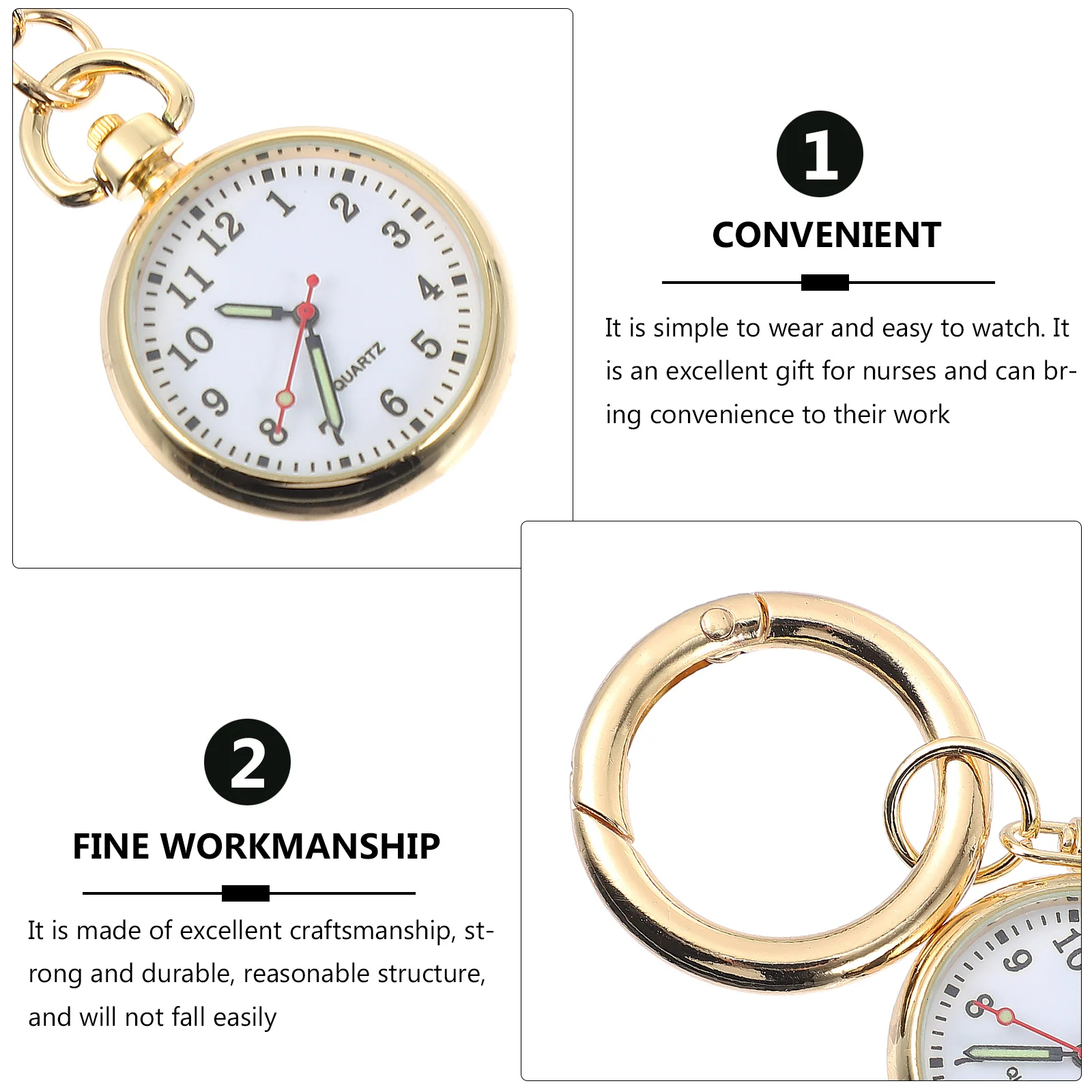 

Pocket For Nurse Luminous Keychain Fob Watch Luminous Quartz Movement Clip Nurse Gift Hanging Travel Watch