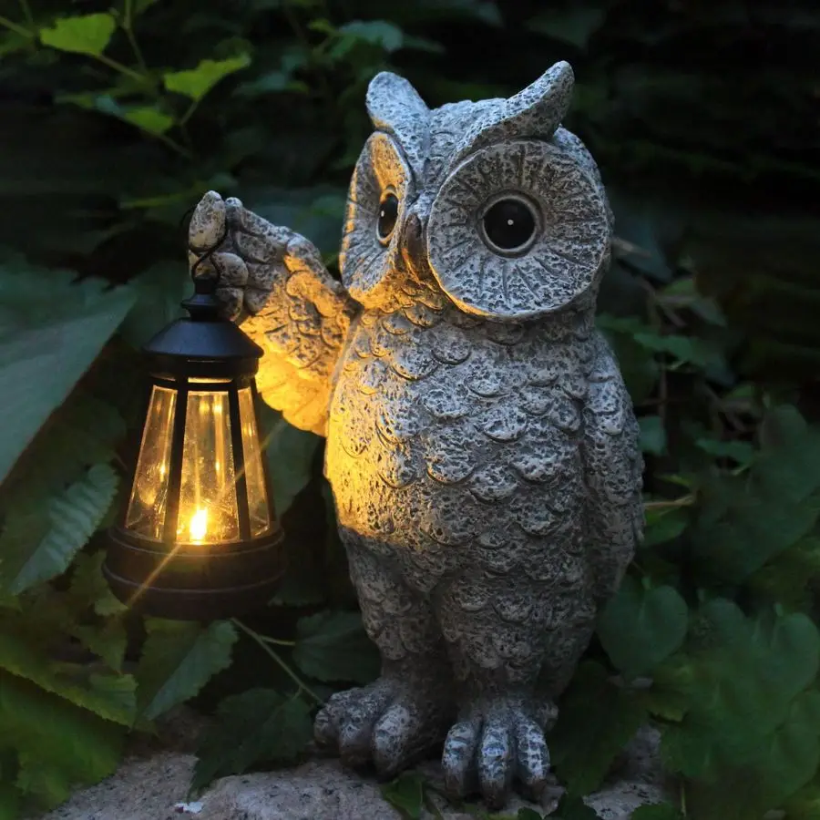 

Garden Statues, owl Outdoor Figurines Decorated with Solar Lights, Unique Christmas Birthday Gifts for Moms, Grandmas, Women, Wi