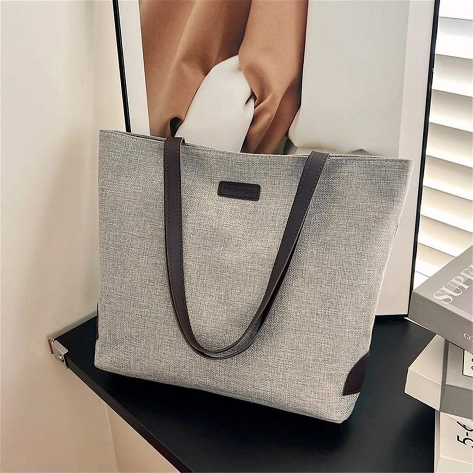 New Large Capacity Canvas Handbag for Commuting Office Women's Shopper Tote Bag College Student Shoulder Bag Books Pack