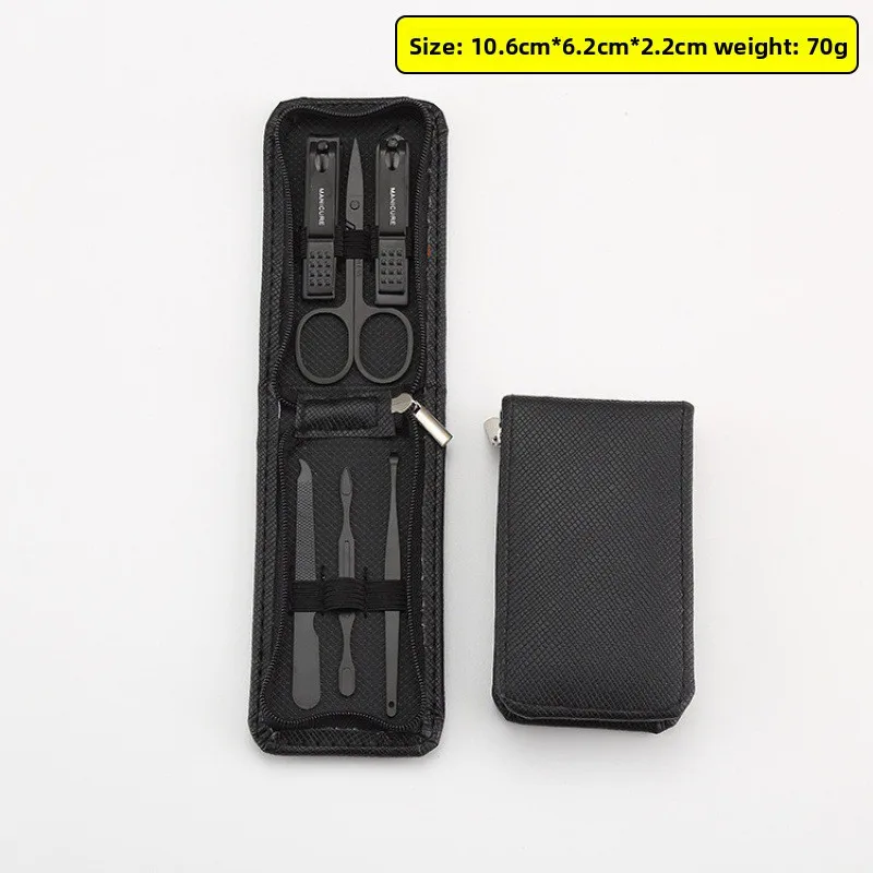 Ensemble de coupe-ongles en acier inoxydable, avec sac pliant, Kits de manucure, ciseaux, outil de beauté, 6 pièces