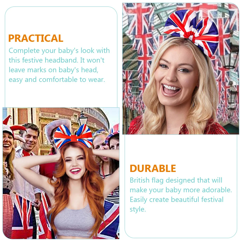 

Festive British Flag Hairbands Kids Headbands Bow Headdress Adult Hairband Festival Hair Accessories Patriotic Design Chic Style