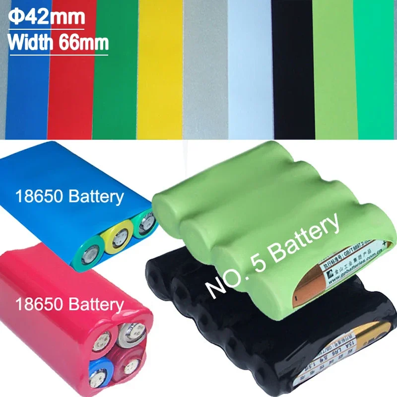 

2/5/10/50/100m Width 66mm PVC Heat Shrink Tube Insulated Film Wrap Protection Case Wire Cable Sleeve Lithium Battery 18650 Pack