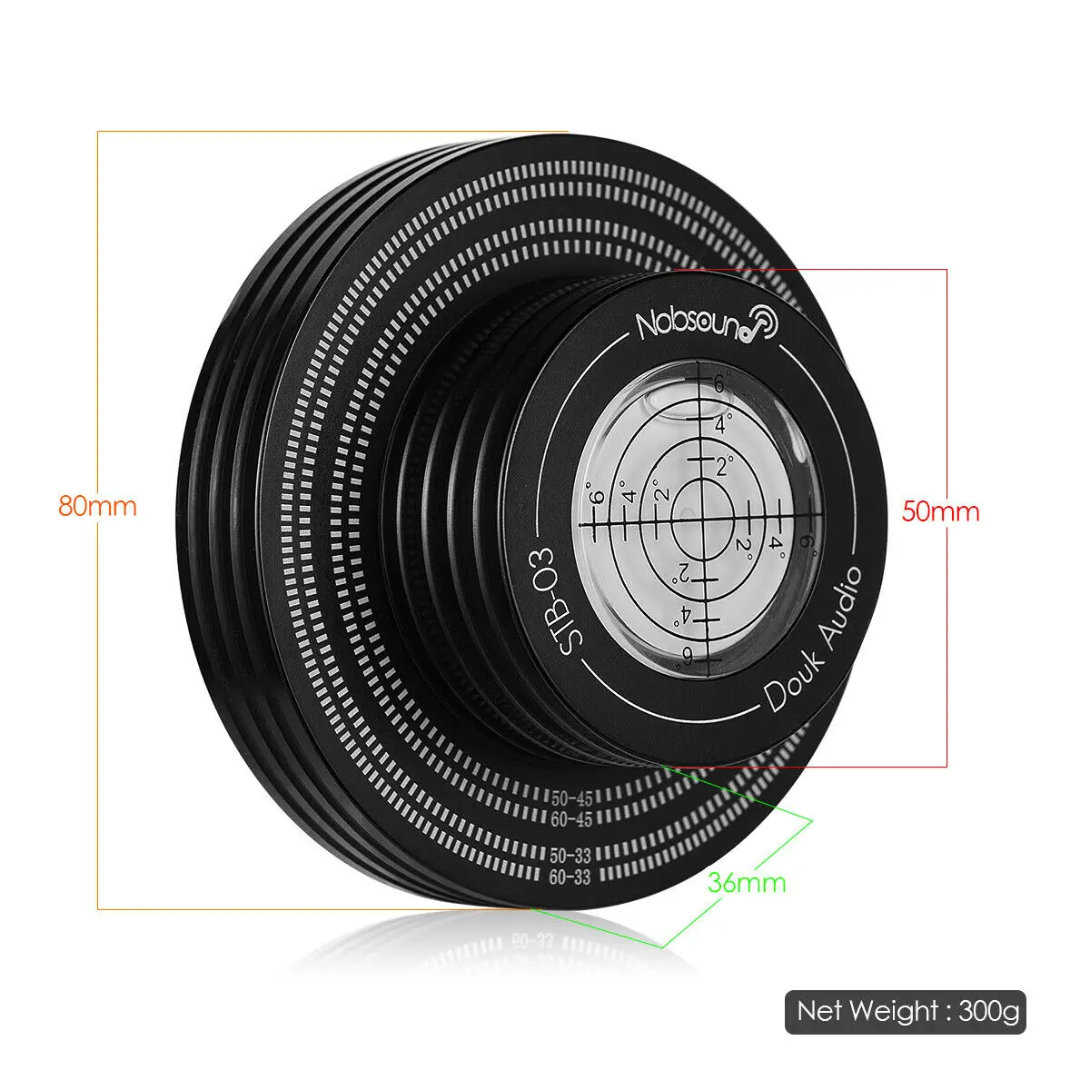 Nobsound-Stabilisateur de disque en vinyle LP, tachymètre, poids d'enregistrement, niveau à bulle coloré, 50Hz, 60Hz