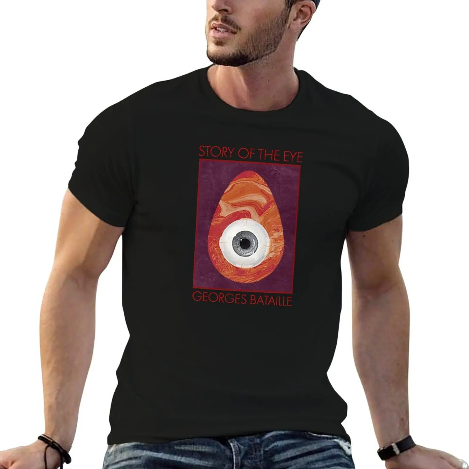 Camiseta Story of the Eye - Georges Bataille, camiseta para hombre, camiseta de algodón 100%, camisetas estampadas de algodón pesado para hombre