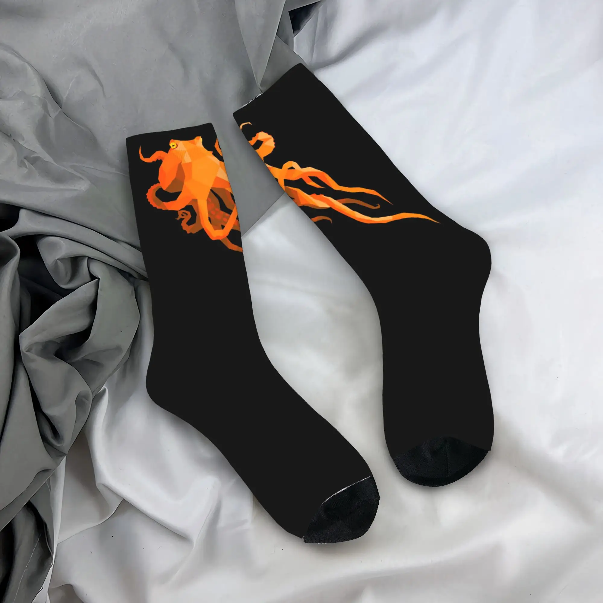 

Octopus Orange Socks Winter Stockings Funny Adults Men Soft Breathable Socks Design Outdoor Sports Non Slip Socks