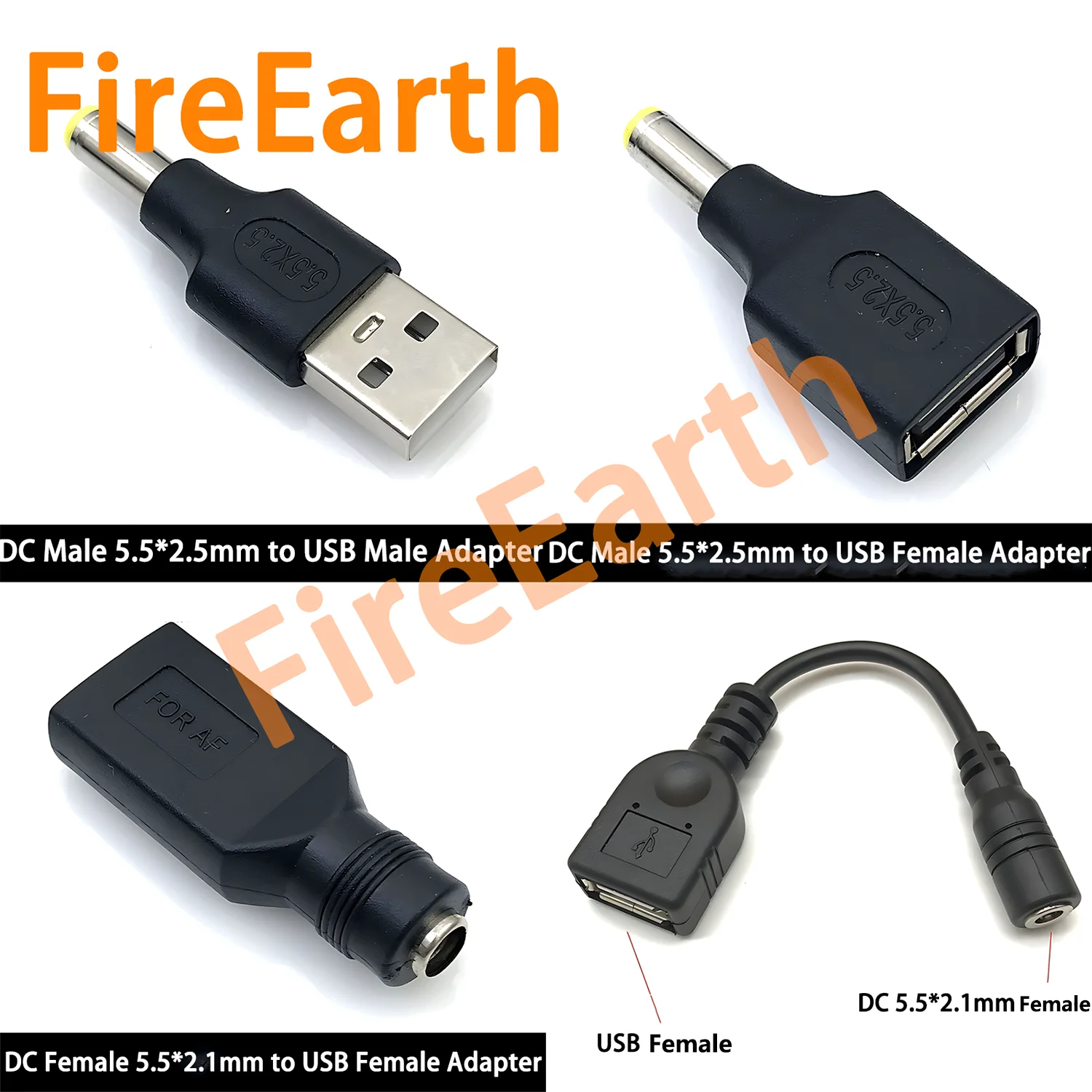 DC 5.5x2.5/5.5x2.1mm Female to USB-A Male Charger Adapter - Universal Power Converter Extension Cable for Car,Home,Office