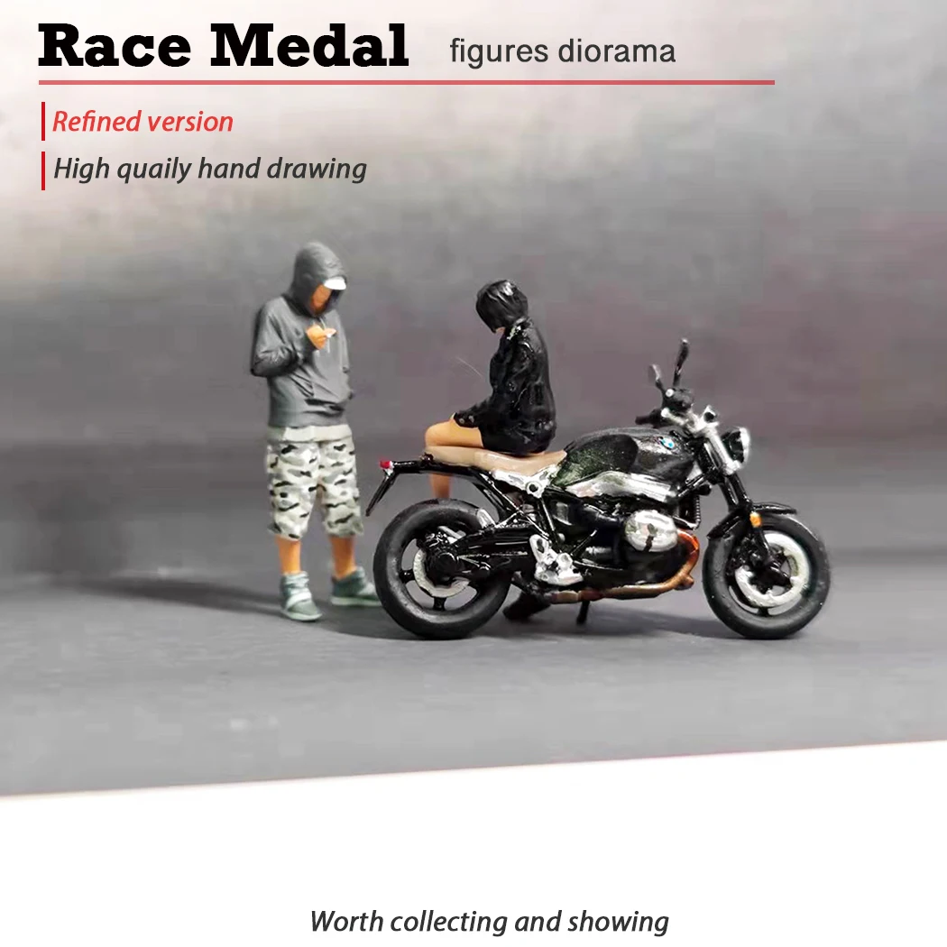 RACE MEDAL 1:64 Adult toy static handwork Cool men beautiful women motorcycle men\'s car decoration finished painting person