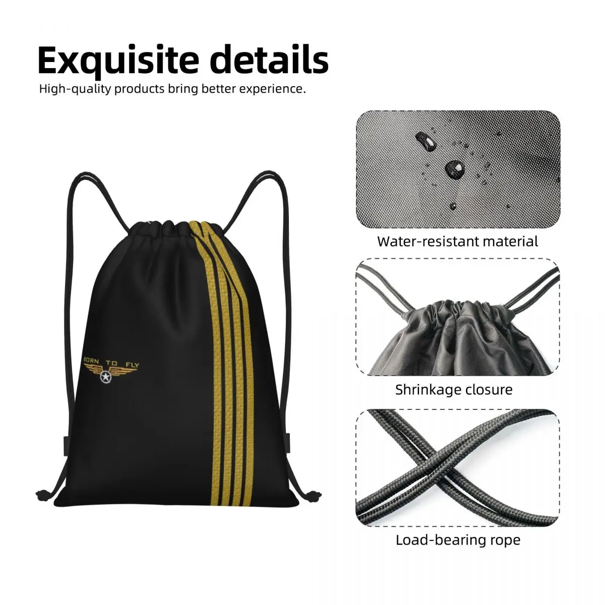 Born To Fly Flight Pilot Drawstring Bag Women Men Portable Sports Gym Sackpack Flying Aviation Aviator Training Backpacks