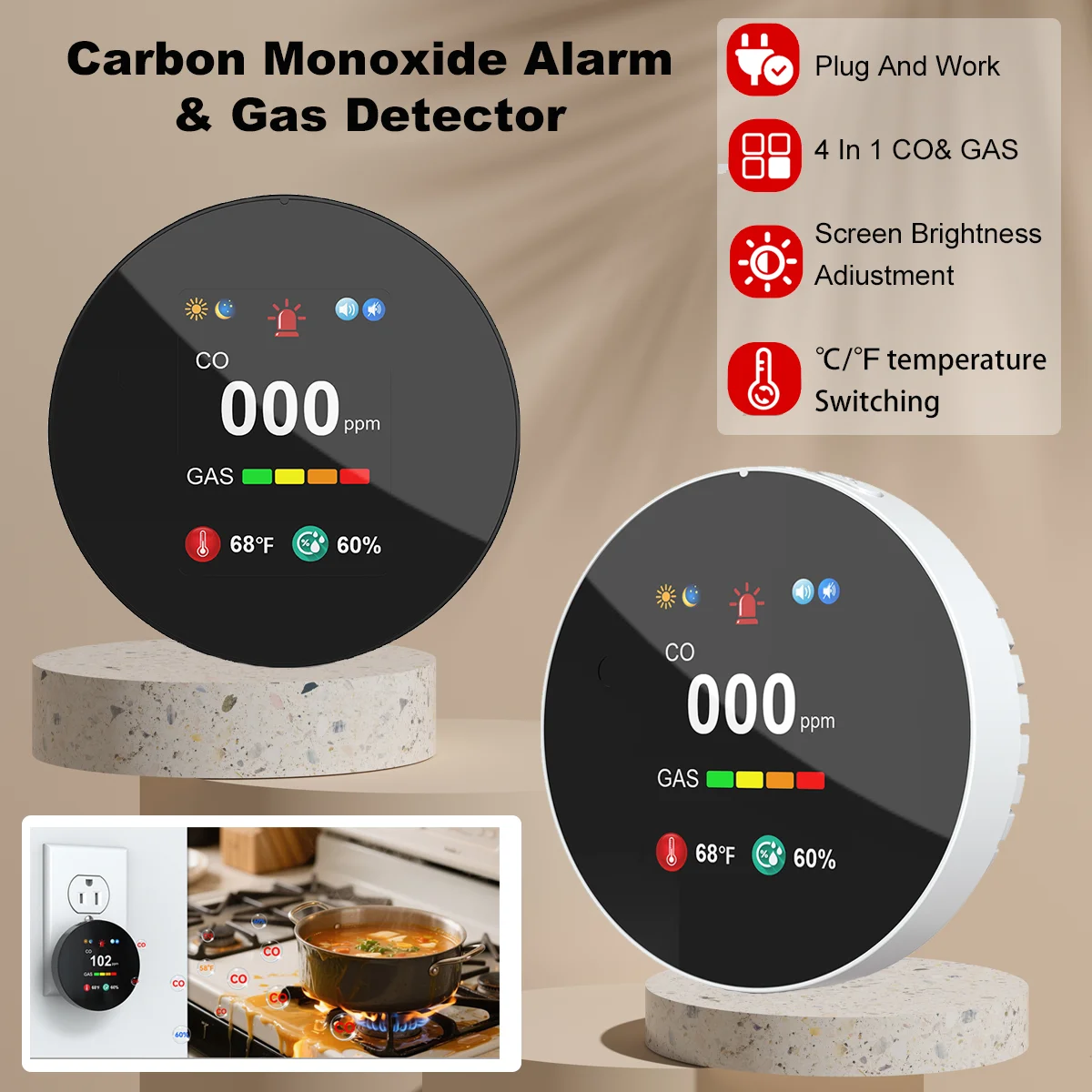 4-In-1 Co&Gas Detec…