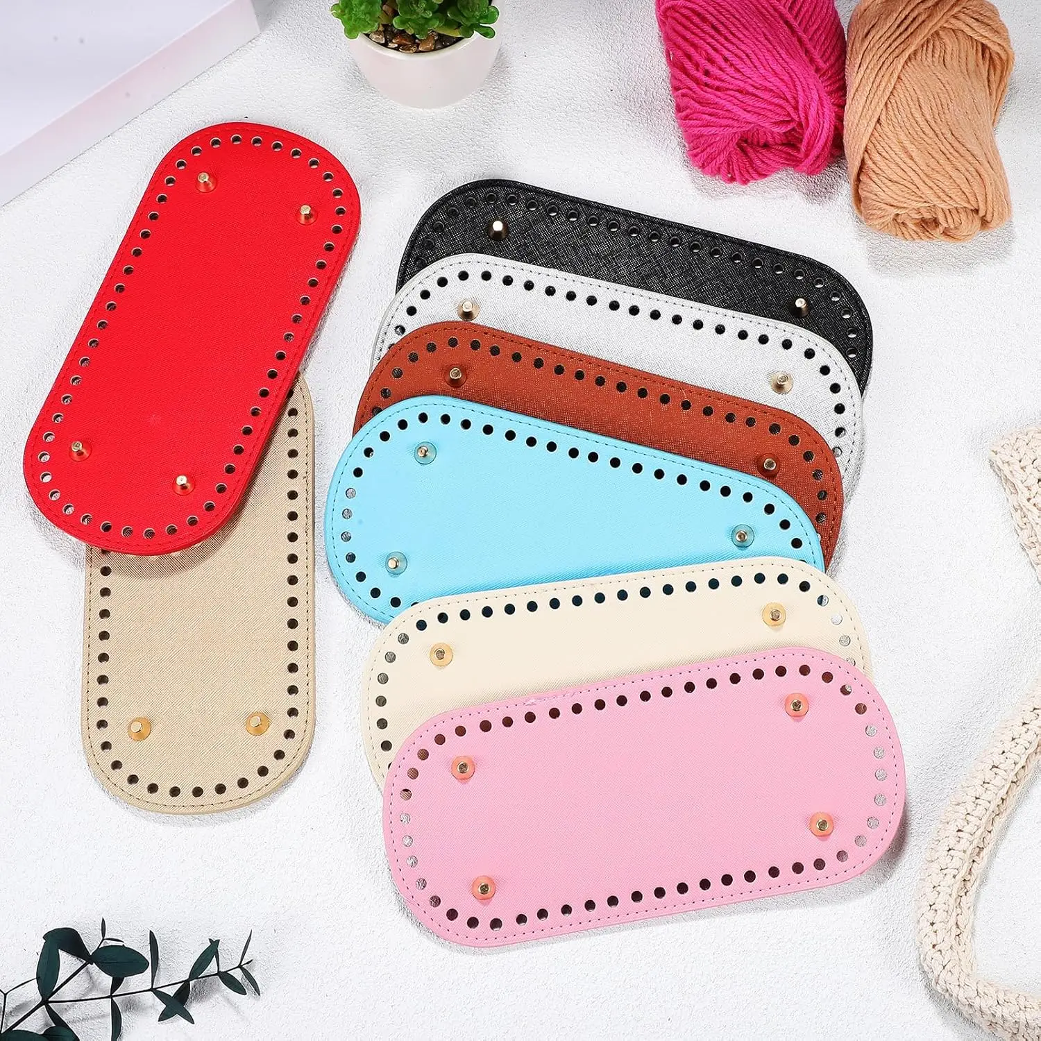 8 색 크로 셰 뜨개질 가방에 대한 수제 타원형 긴 바닥 웨빙 직사각형 둥근 바닥 Diy 크로 셰 뜨개질 가방 바닥 니트 가방에 대한 긴