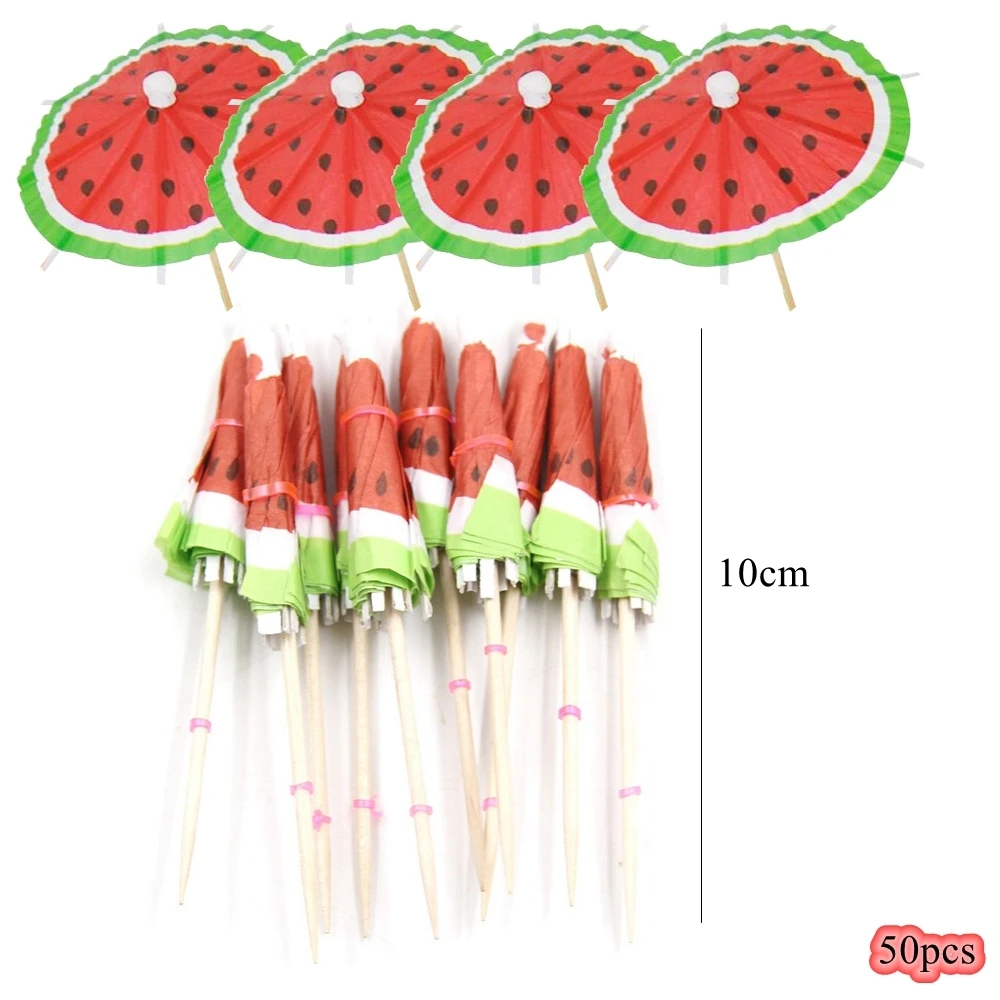 1Set Watermelon Eco-Paper Straws Hanging Banner Cake Toppers for Summer Watermelon Birthday Party Decor Kids Gifts Supplies