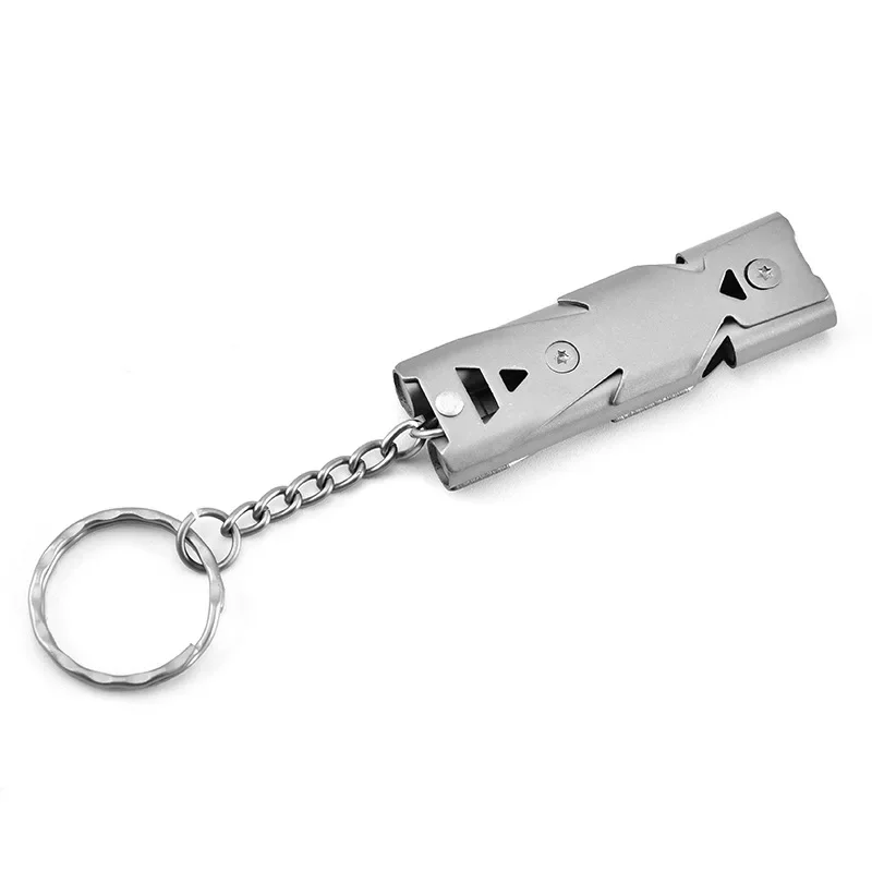 High Decibel Outdoor Life-Saving Emergency Whistles Stainless Steel Portable Keychain Pipe Urgency Survival Multifunction Tool