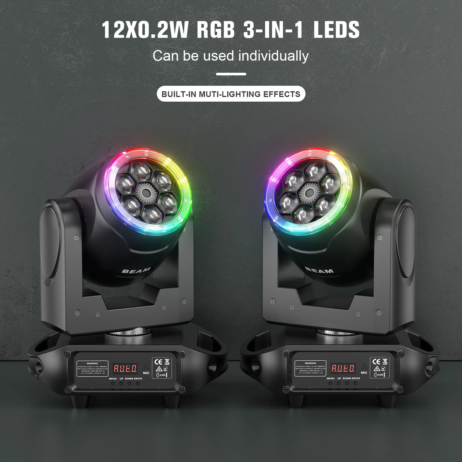 U\'King 90W RGBW Moving Head Lights 360° Rotation Halo Strip Bee\'s Eye Green Laser DMX  Stage Light DJ Lights For Wedding Party