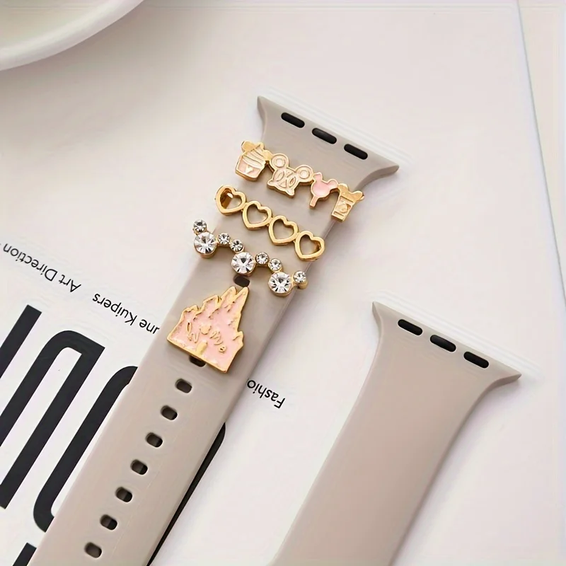 حلقة تزيين حزام الساعة الكرتونية لساعة أبل وزخرفة قلعة لساعة Iwatch وإكسسوارات المجوهرات هدية عيد الميلاد