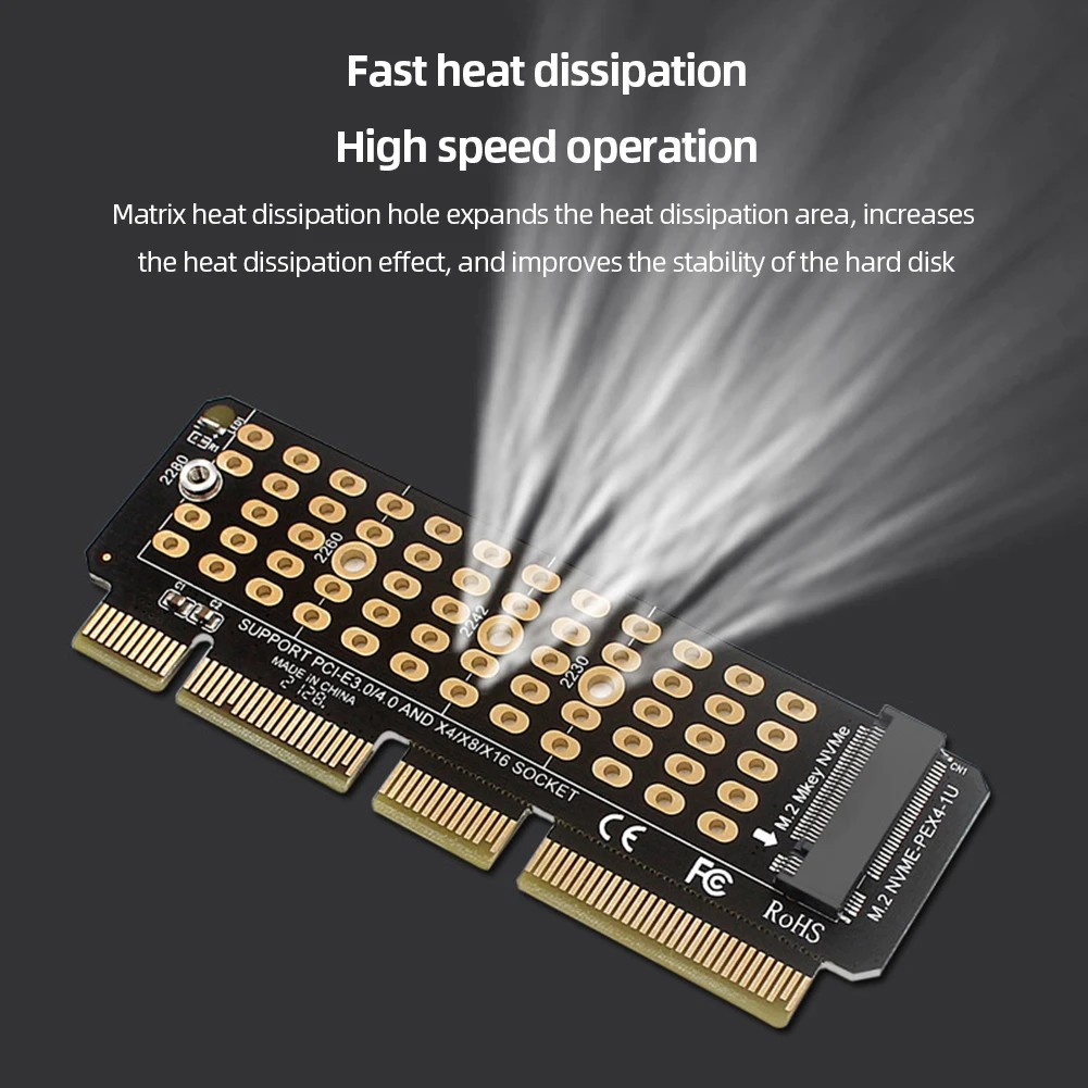 M.2 to PCIE X4 Adapter Card PCI-E To M.2 Convert Adapter NVMe SSD Adaptor m2 M Key Interface PCI Express 4.0 for 2230-2280 M.2