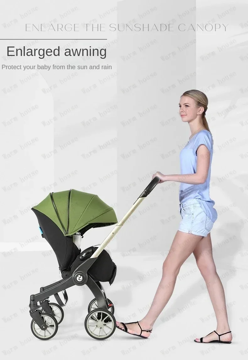 EU auf Lager 4In1 Kinderwagen, multifunktionaler Kinderwagen faltbar mit Autositz Babyautowagen tragbarer Kinderwagen 3in1 – Detail 20