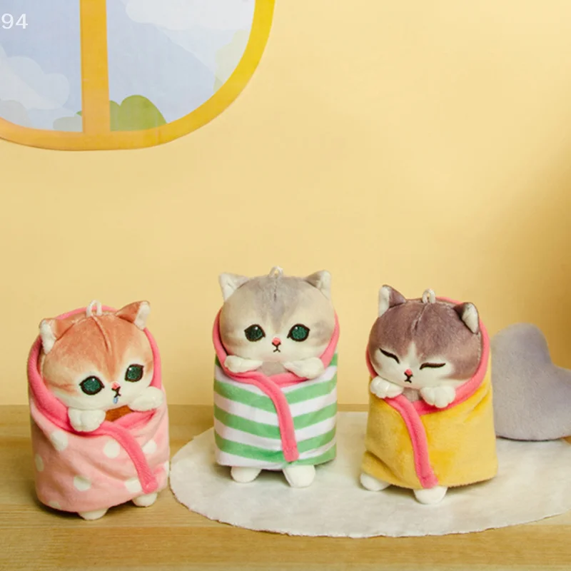 Mofusand 猫の祝福サメ猫ラップキルトぬいぐるみペンダントガールハートギフトキーホルダーバッグチャーム