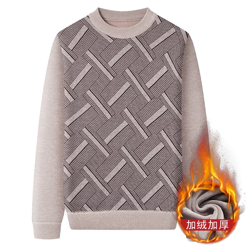 Casual Knitted Pullover for Men Irregular Interlaced Pattern Lightweight Knit Fabric Shopping Outing Long Sleeve Top