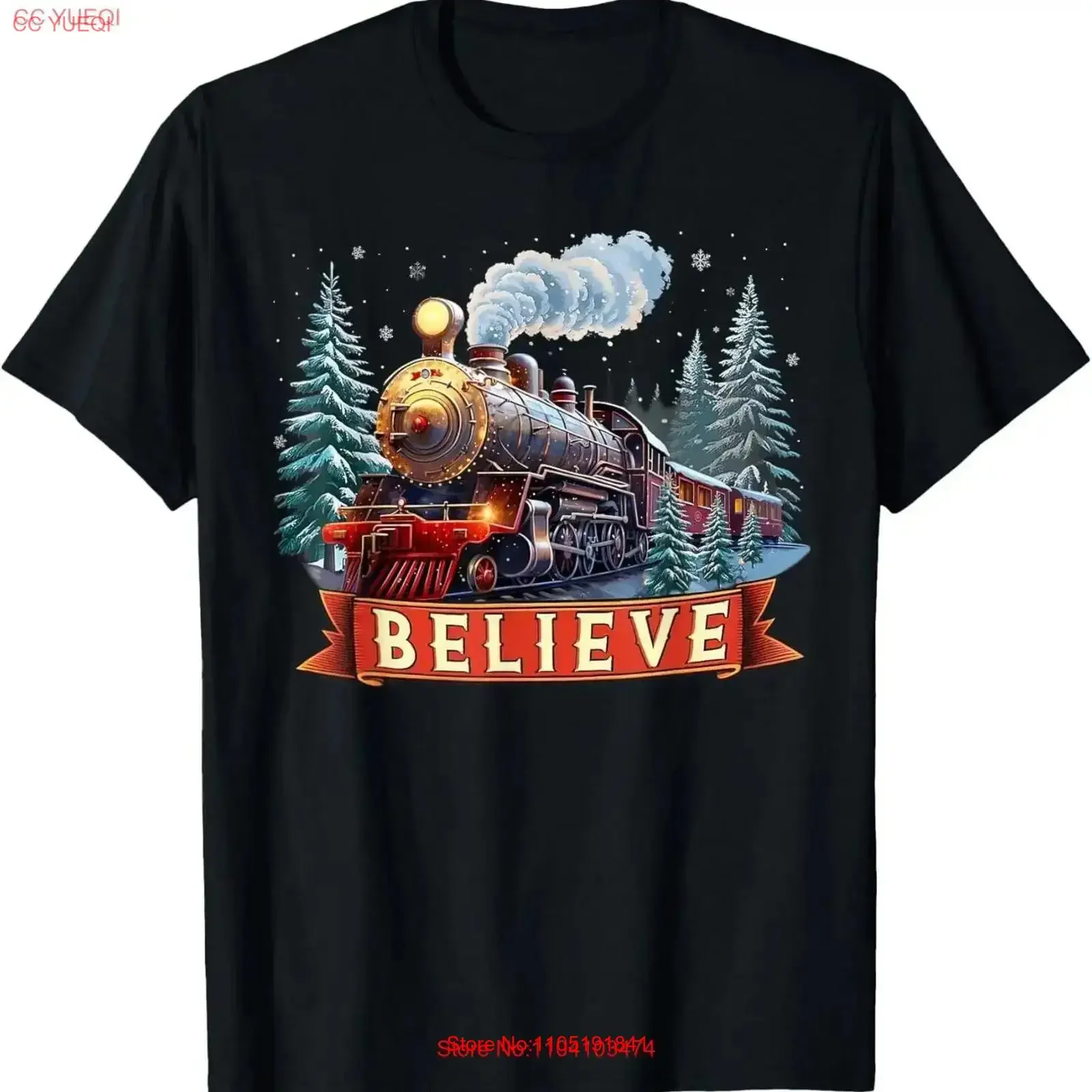 Believe Christmas T Shirt All Aboard Polar Express Xmas 2024  vintage Washed designer clothes Slightly Breathable Casual Soft