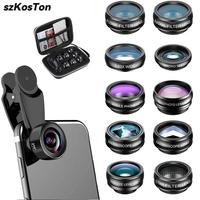 Phone Camera Lens Phone Lens Kit Clip on Fisheye/Macro/Wide Angle Lens For iPhone 16 15 14 13 12 11 Pro Max Samsung Smartphone