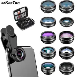Phone Camera Lens Phone Lens Kit Clip on Fisheye/Macro/Wide Angle Lens For iPhone 16 15 14 13 12 11 Pro Max Samsung Smartphone