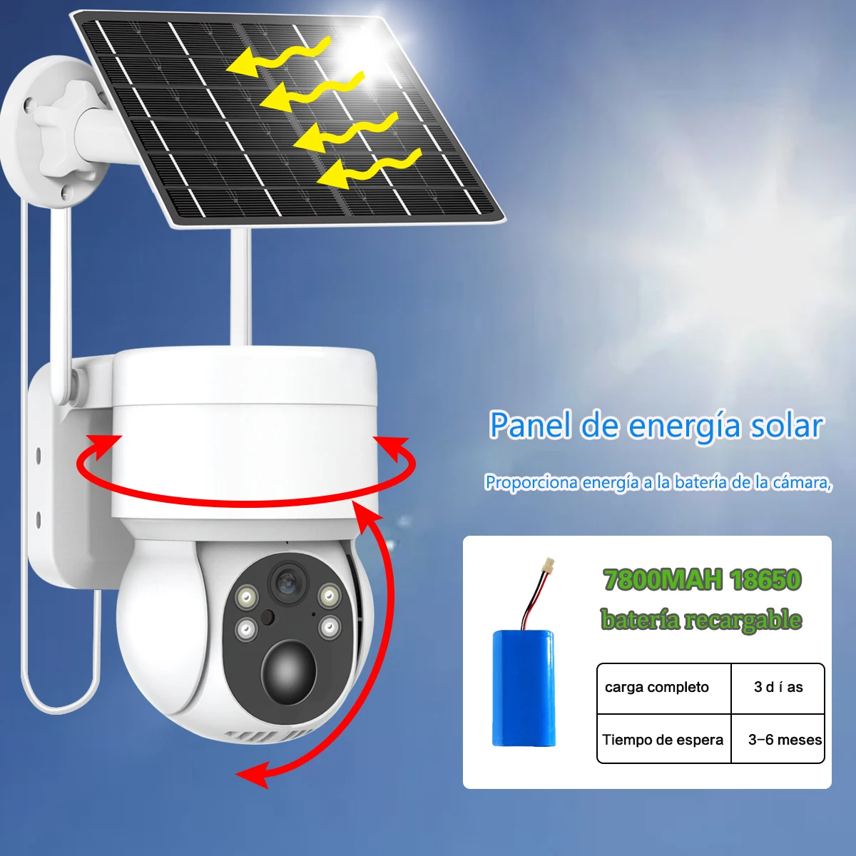 4MP Wireless Wifi Camera Solar Outdoor With Solar Panel Recharge Battery PIR Human Detection PTZ Video Surveillance Camera ICSEE