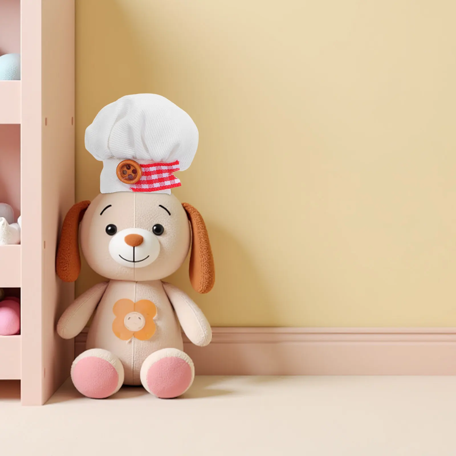 2Pcs Hats for Cooking Role Play Tiny Kitchen Cap Soft Elastic Band Miniature Dress Up Accessory