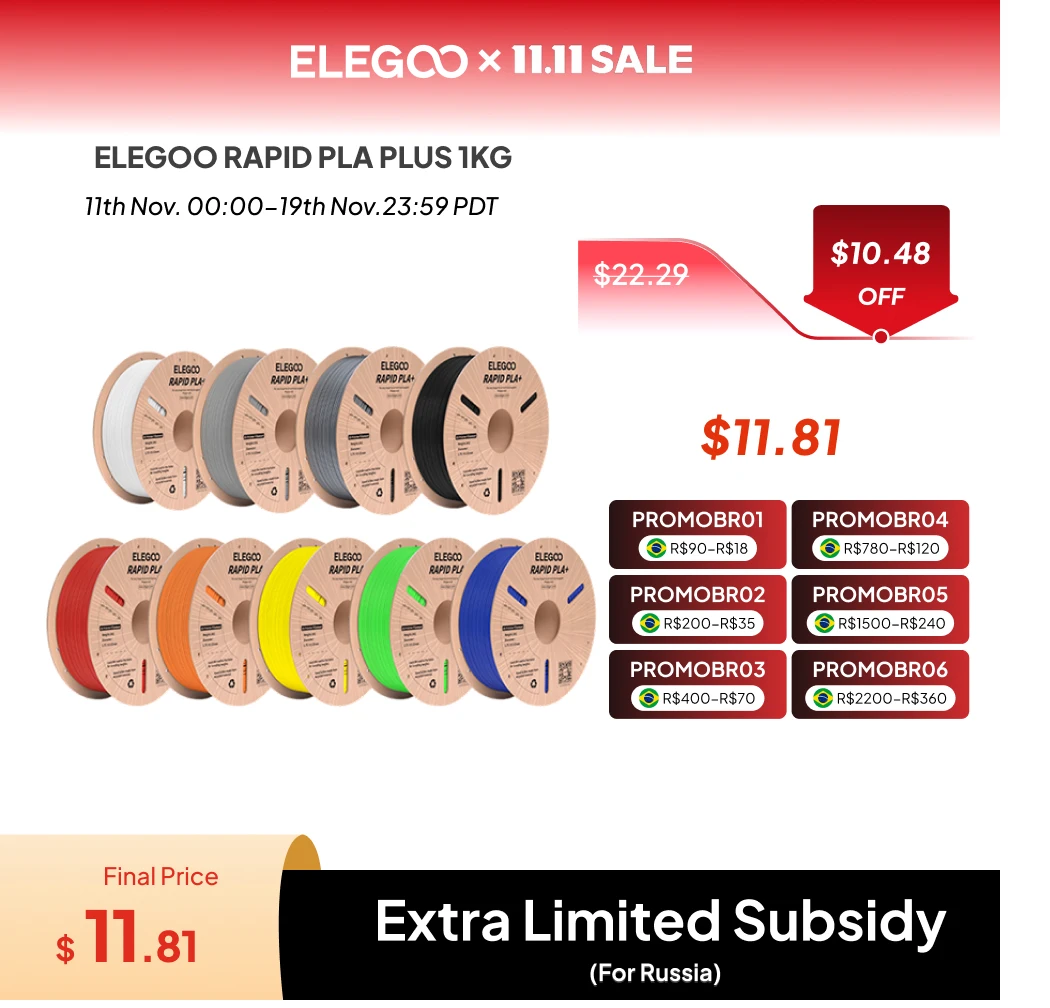 ELEGOO RAPID PLA+ Filament 1,75 mm, Filament d'imprimante 3D, Prise en charge de la vitesse d'impression 30-600 mm/s, Compatible avec la plupart des imprimantes 3D FDM