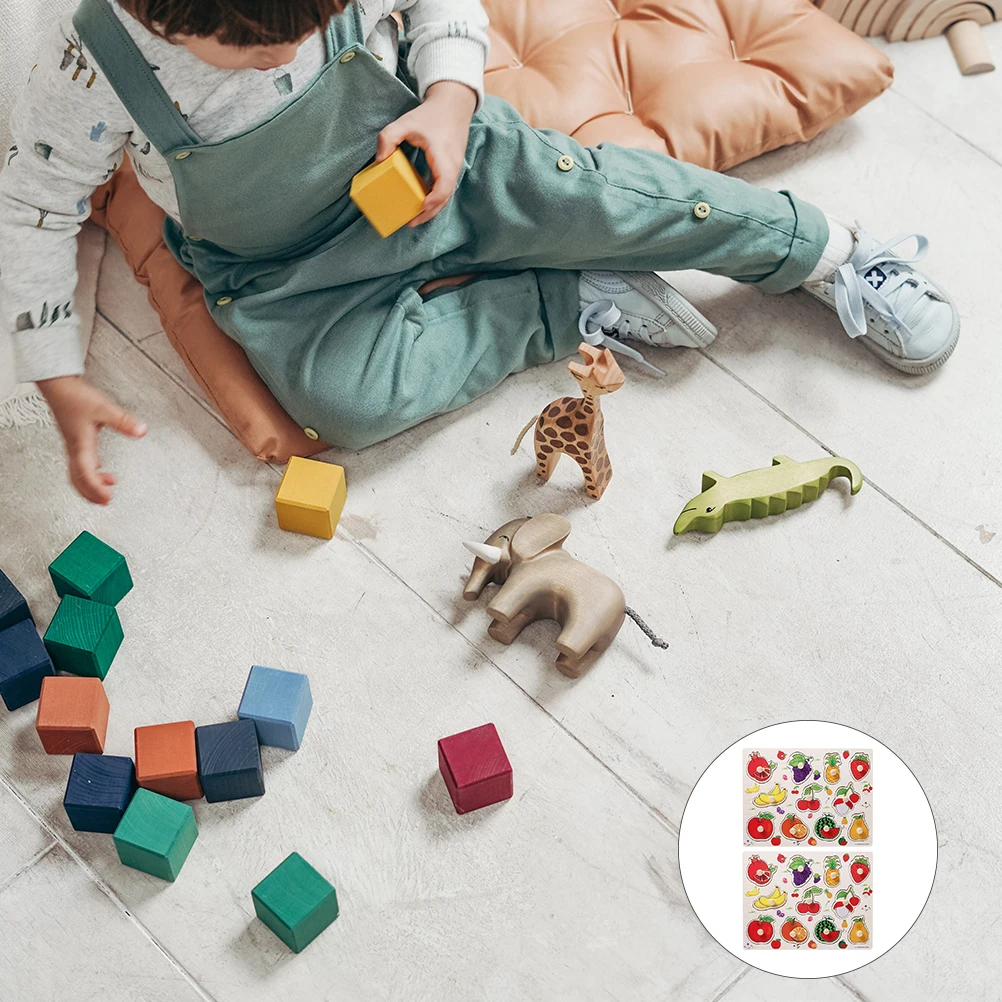 2 set 2 Sets Fruit Jigsaw Kids Plaything Bright Color Lightweight Educational Puzzles Child Jigsaw Puzzle Funny Kid Puzzle Game