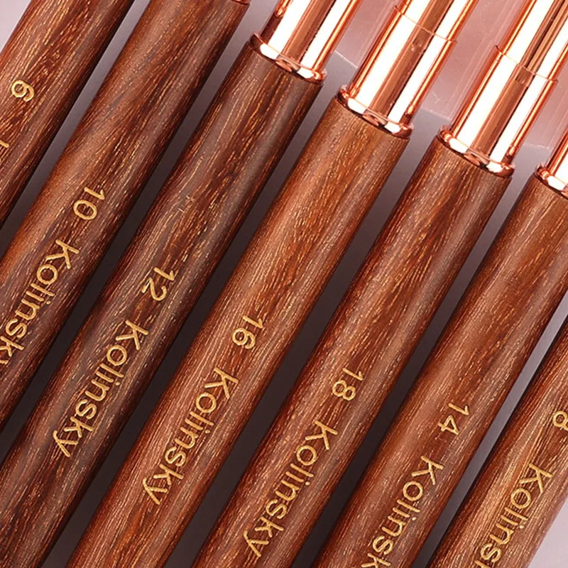 1Pc Purpie Sandalwood Handle Kolinsky Nail Art Brush Acrylic UV Gel Extension Pen Nail Polish Painting Drawing Brush