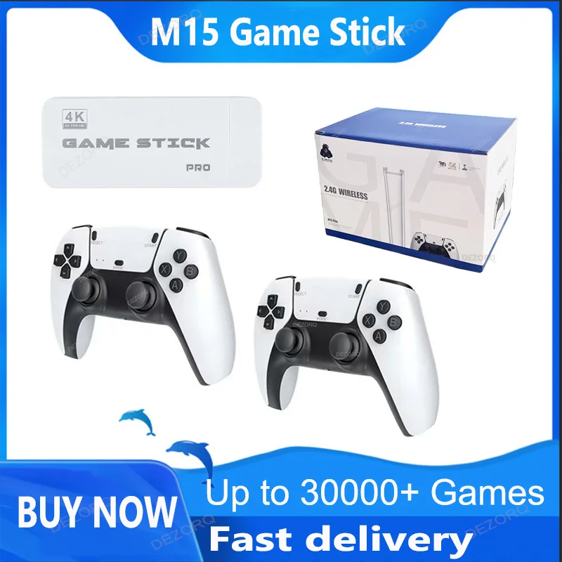 M15 Game Stick Retro Game Console 64G 20000 Classic Games Wireless Gamepads 20+ Simulators Video Games for kid